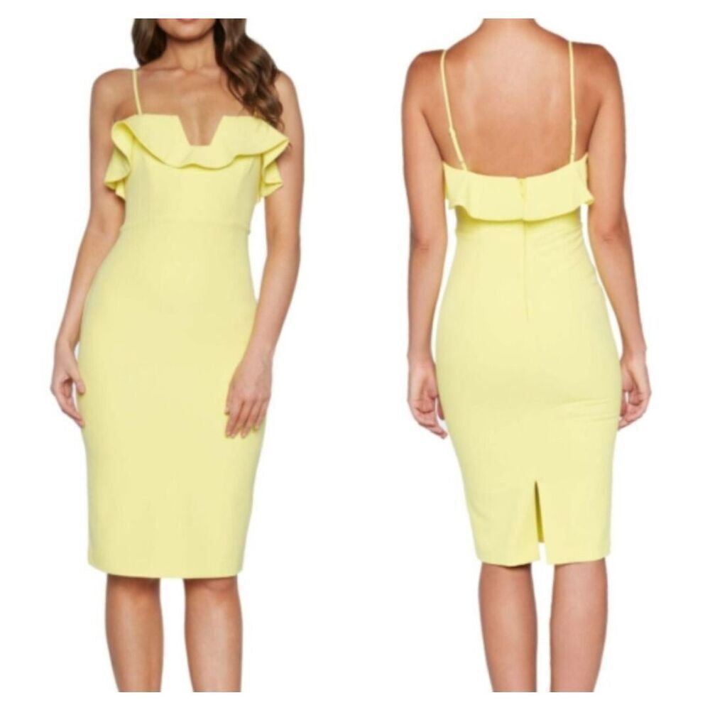 Bardot Lemon Yellow Rossa Frill Cocktail Dress $120 8